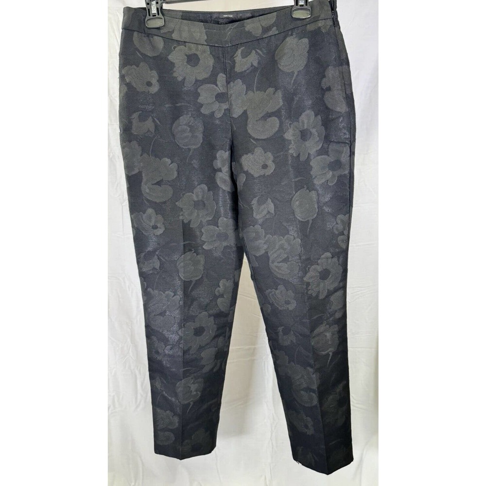 Talbots Black Floral Jaquard Brocade Heritage Fit Pants Sz 6P